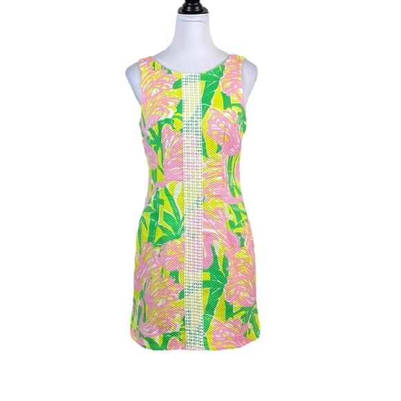 Lilly Pulitzer Women’s Textured Tropical Flamingo Print Sheath Dress, Size 8 - Picture 2 of 10